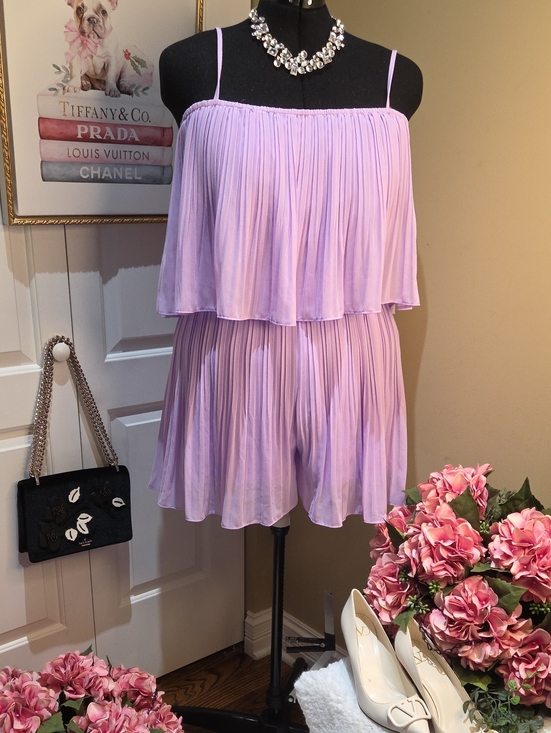 Exlura Pants - Nwot XL Exlura  Lavender Pleated Romper - Lightweight Spaghetti-Strap Jumpsuit